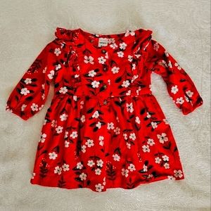 Carter's Infant Long-sleeved Red Dress with White Flowers